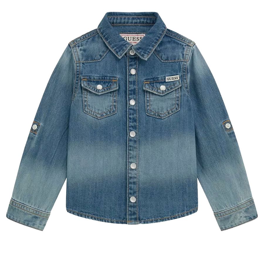 Denim Adjustable Sleeves Shirt camicia in jeans da bambino Guess | N5RH05/D5K80ICER